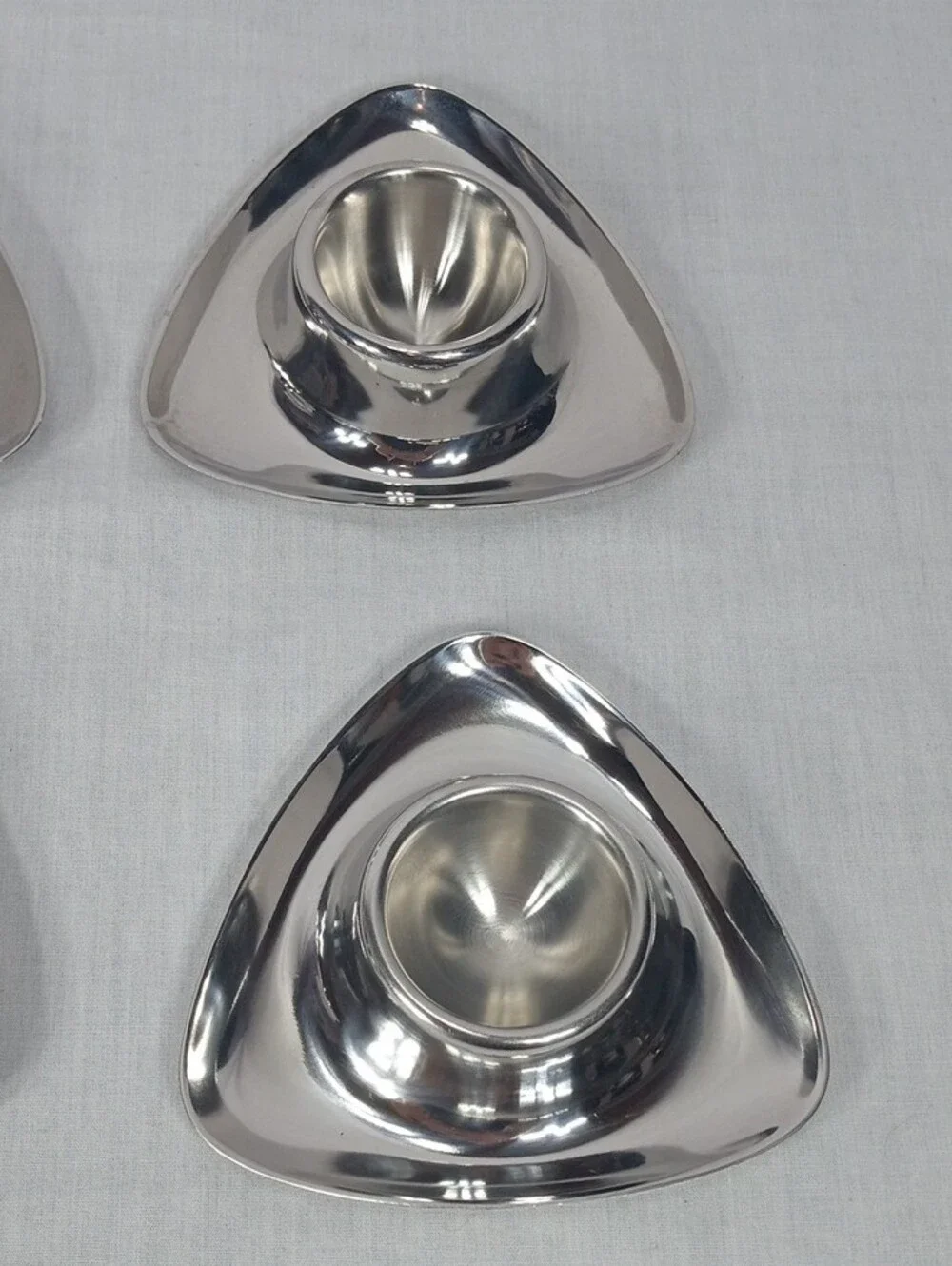 Set Of Four WMF Cromargan Germany Triangular Stainless Steel Egg Cups
